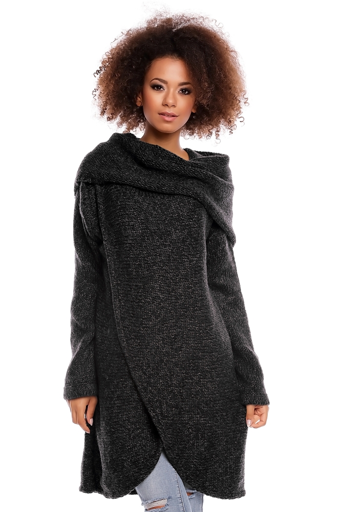 30051 KNIT FLUFFY JUMPER LAYER PULLOVER BLACK