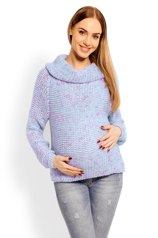 60001C WEŁNIANY SWETER Z GOLFEM BŁĘKIT