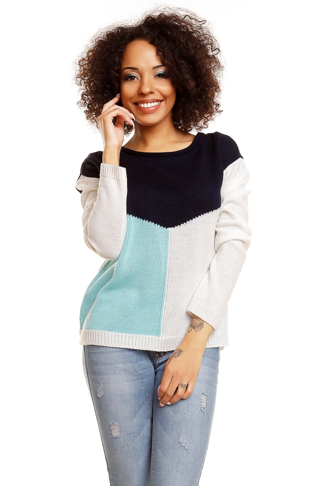 30042 MULTICOLOR JUMPER GEOMETRIC 3-COLOURS NAVY