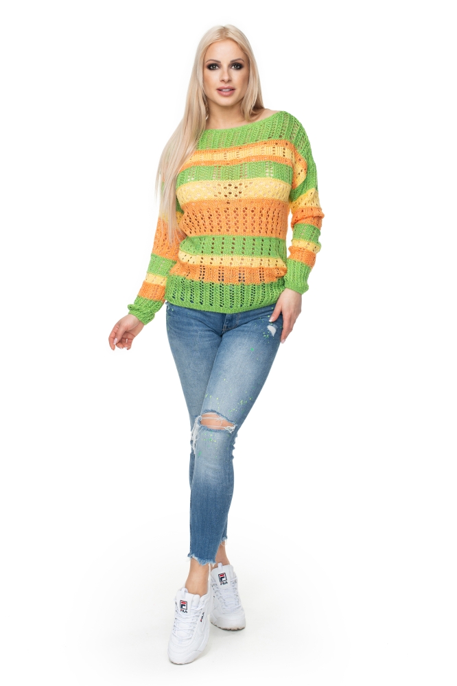 30060 STRIPPED CROCHET JUMPER NEONS GREEN ORANGE
