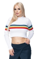70015 CROP TOP Z GOLFEM KRÓTKI SWETEREK BIAŁY