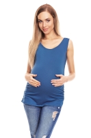 0141 MATERNITY TOP BLOUSE WITH SHIRRING BLUE