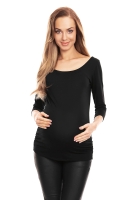 0142 MATERNITY TOP BLOUSE WITH SHIRRING BLACK