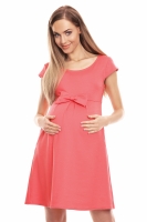 0129 MATERNITY DRESS TUNIC WITH BOWL CORAL