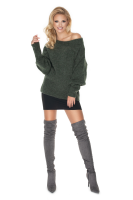 30064 LOOSE OVERSIZE JUMPER BOAT NECK KHAKI