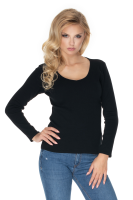 0165 BASIC COTTON BLOUSE TOP "V" NECK BLACK