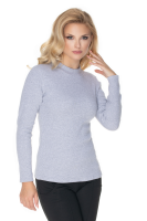 0166 BASIC COTTON BLOUSE TOP TURTLENECK GREY