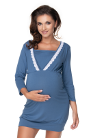 0155 MATERNITY NURSING NIGHTWEAR LACE BLUE