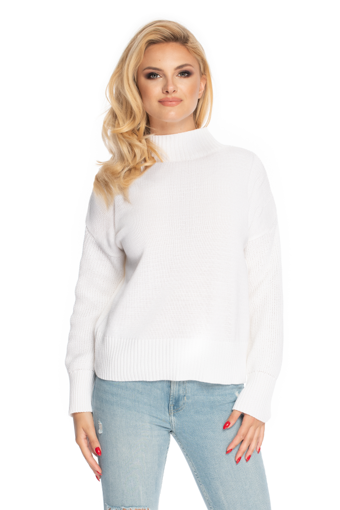 70035 SWETER BAWEŁNIANY ZE STÓJKĄ KREM