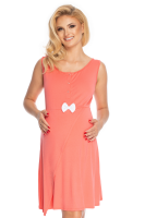 0179 MATERNITY NURSING NIGHTWEAR WITH BOWL SNAPS BABY FEET CORAL
