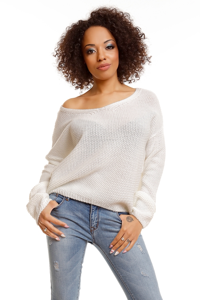 30047 FASHIONABE JUMPER KNITWEAR V-NECK CREAM