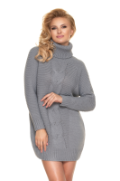 40046 DZIANINOWA SUKIENKA SWETER WARKOCZE GOLF SZARY
