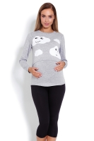 1679 MATERNITY NURSING NIGHTWEAR PYJAMA LEGGINGS CLOUDS GREY