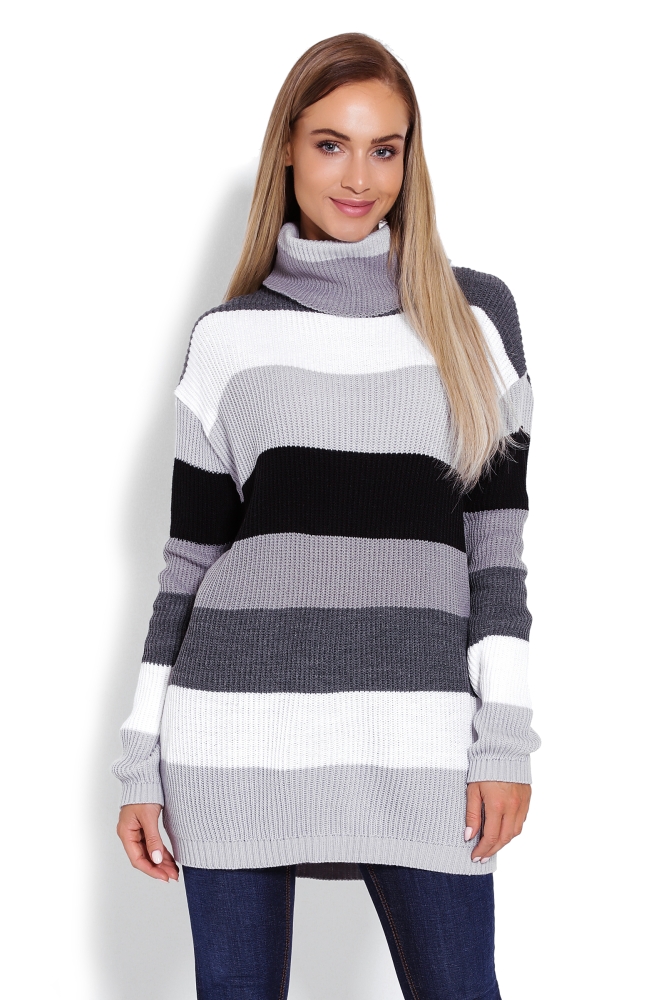 40012 JUMPER TURTLENECK STRIPES GREYS