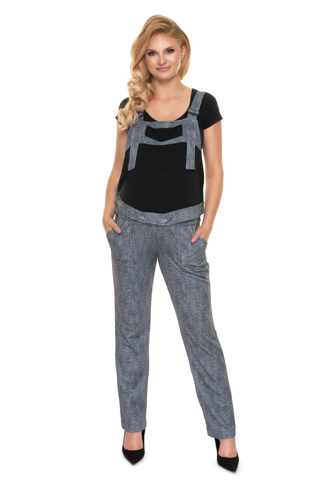 0188 SPODNIE OGRODNICZKI CIĄŻOWE JEANS LOOK CZARNE