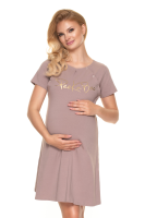 0203 MATERNITY NURSING NIGHTWEAR WITH GOLD LOGO PeeKaBoo  CAPPUCCINO
