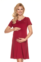 0198 MATERNITY NURSING NIGHTWEAR WITH AND BOWL CRIMSON
