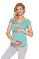 0186 MATERNITY NURSING NIGHTWEAR PYJAMA WITH TIE MINT