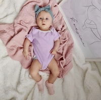 K006 BABY BLANKET KNITTED BRAIDS POWDER