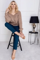 30083 SWETER OVERSIZE DEKOLT "V" CAPPUCCINO