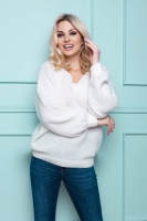 30083 SWETER OVERSIZE DEKOLT "V" EKRI