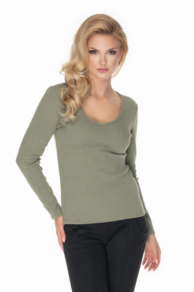 0165 BASIC COTTON BLOUSE TOP "V" NECK GREY (1)