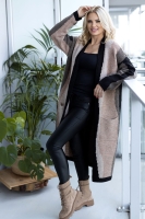 30087 KARDIGAN WIELOKOLOROWY PŁASZCZYK CZARNY/CAPPUCCINO