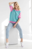 30093 LEKKI SWETEREK Z KRÓTKIM RĘKAWEM CIEMNA MIĘTA