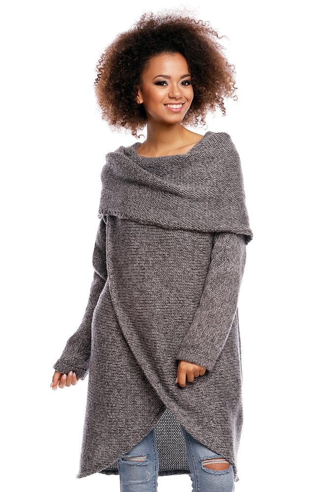 30051 KNIT FLUFFY JUMPER LAYER PULLOVER DARK GREY