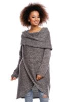 30051 KNIT FLUFFY JUMPER LAYER PULLOVER DARK GREY