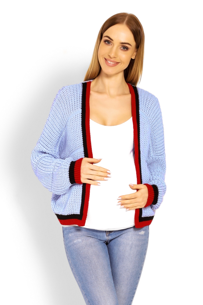 60004C CARDIGAN SWEATER WITH CONTRAST FRAME BABY BLUE