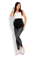 1684 MATERNITY ELASTIC PANTS LEGGINGS WAISTBAND JEANS LOOK BLACK